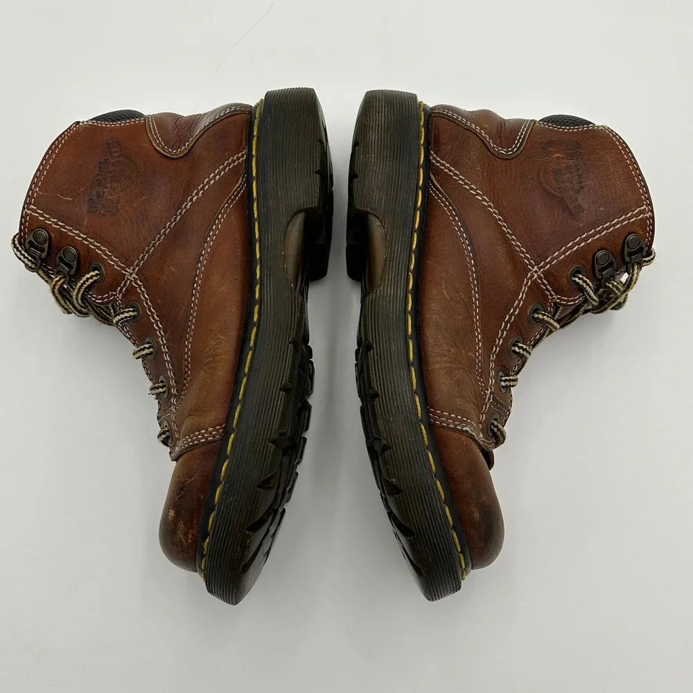 Dr Doc Martens Mens Leather Work Utility Boots US 7 Y2K Distressed Brown  8A07